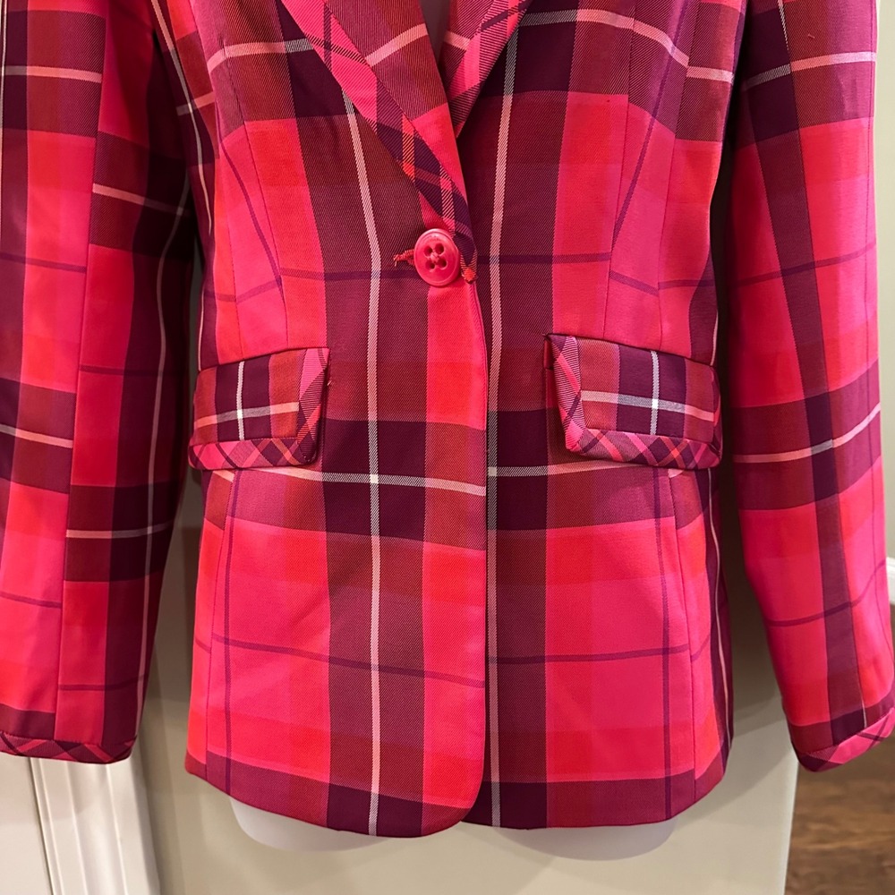NWT Trina Turk Planet Blazer Sz 6 Plaid Career Business Party Statement Jacket - Picture 4 of 12